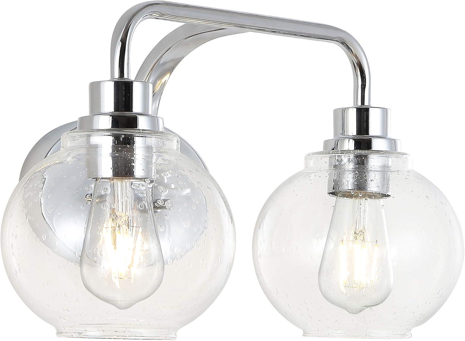 imageJONATHAN Y JYL7526B Sandrine 65quot 1Light IronSeeded Glass Cottage Rustic LED Vanity Light Classic 2700K LED 4W Bulb Entryway Lobby Kitchen Bathroom Bedroom Living Room Hallway ChromeChrome