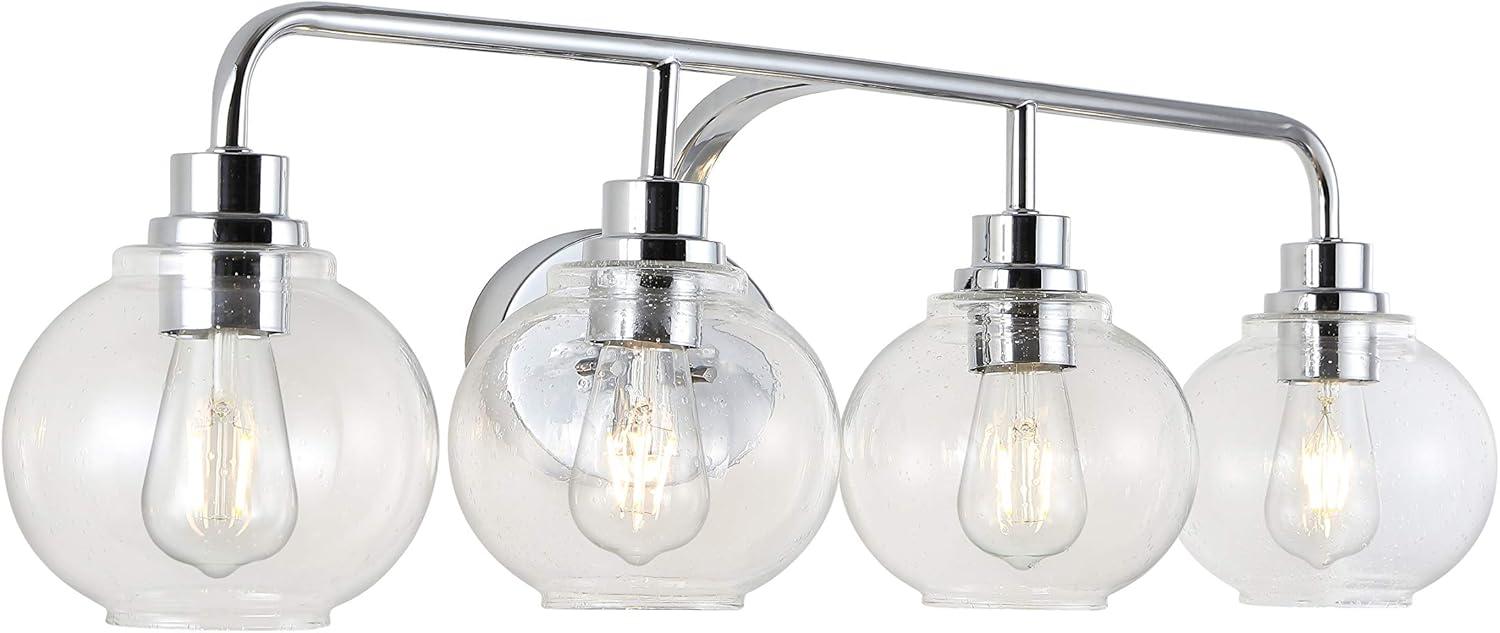 imageJONATHAN Y JYL7526B Sandrine 65quot 1Light IronSeeded Glass Cottage Rustic LED Vanity Light Classic 2700K LED 4W Bulb Entryway Lobby Kitchen Bathroom Bedroom Living Room Hallway ChromeChrome