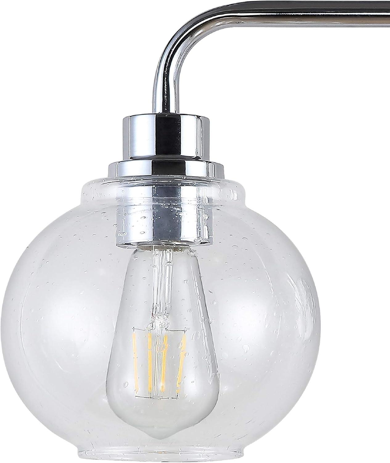 imageJONATHAN Y JYL7526B Sandrine 65quot 1Light IronSeeded Glass Cottage Rustic LED Vanity Light Classic 2700K LED 4W Bulb Entryway Lobby Kitchen Bathroom Bedroom Living Room Hallway ChromeChrome