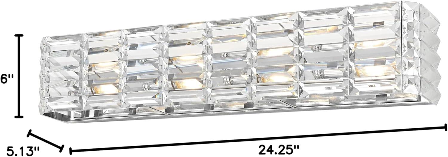 imageJONATHAN Y JYL7540A Evelyn Crystal Rectangle 2425quot 3Light IronCrystal Glam Modern LED Vanity Light Classic 2700K LED 2W Bulbs Included Bathroom Hallway Living Room Bedroom Mirror Cabinet Chrome3Light