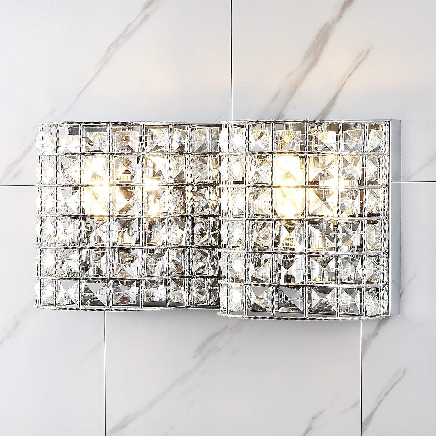 imageJONATHAN Y JYL7544A Clara Deco 24quot 3Light MetalCrystal Classic Glam LED Vanity Light Classic Glam Modern Transitional 2700K LED 4W Bathroom Hallway Living Room Bedroom Mirror CabinetChrome