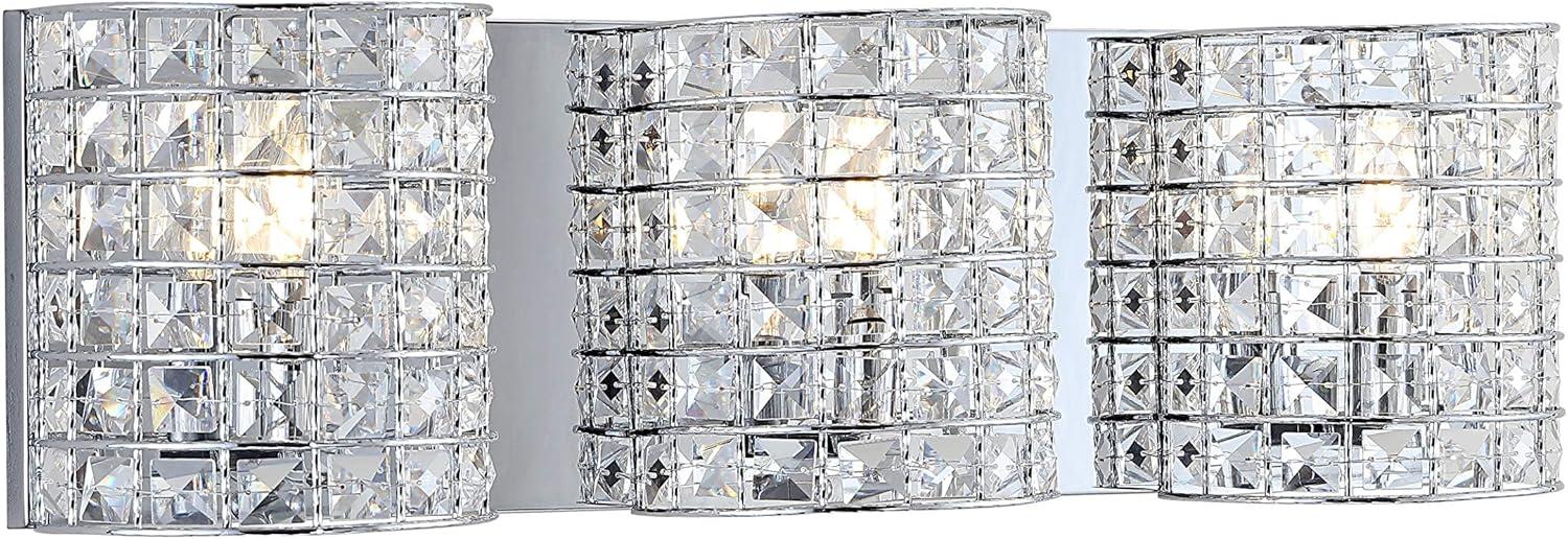 imageJONATHAN Y JYL7544A Clara Deco 24quot 3Light MetalCrystal Classic Glam LED Vanity Light Classic Glam Modern Transitional 2700K LED 4W Bathroom Hallway Living Room Bedroom Mirror CabinetChrome