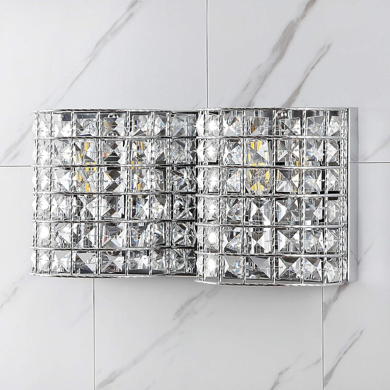 imageJONATHAN Y JYL7544A Clara Deco 24quot 3Light MetalCrystal Classic Glam LED Vanity Light Classic Glam Modern Transitional 2700K LED 4W Bathroom Hallway Living Room Bedroom Mirror CabinetChrome