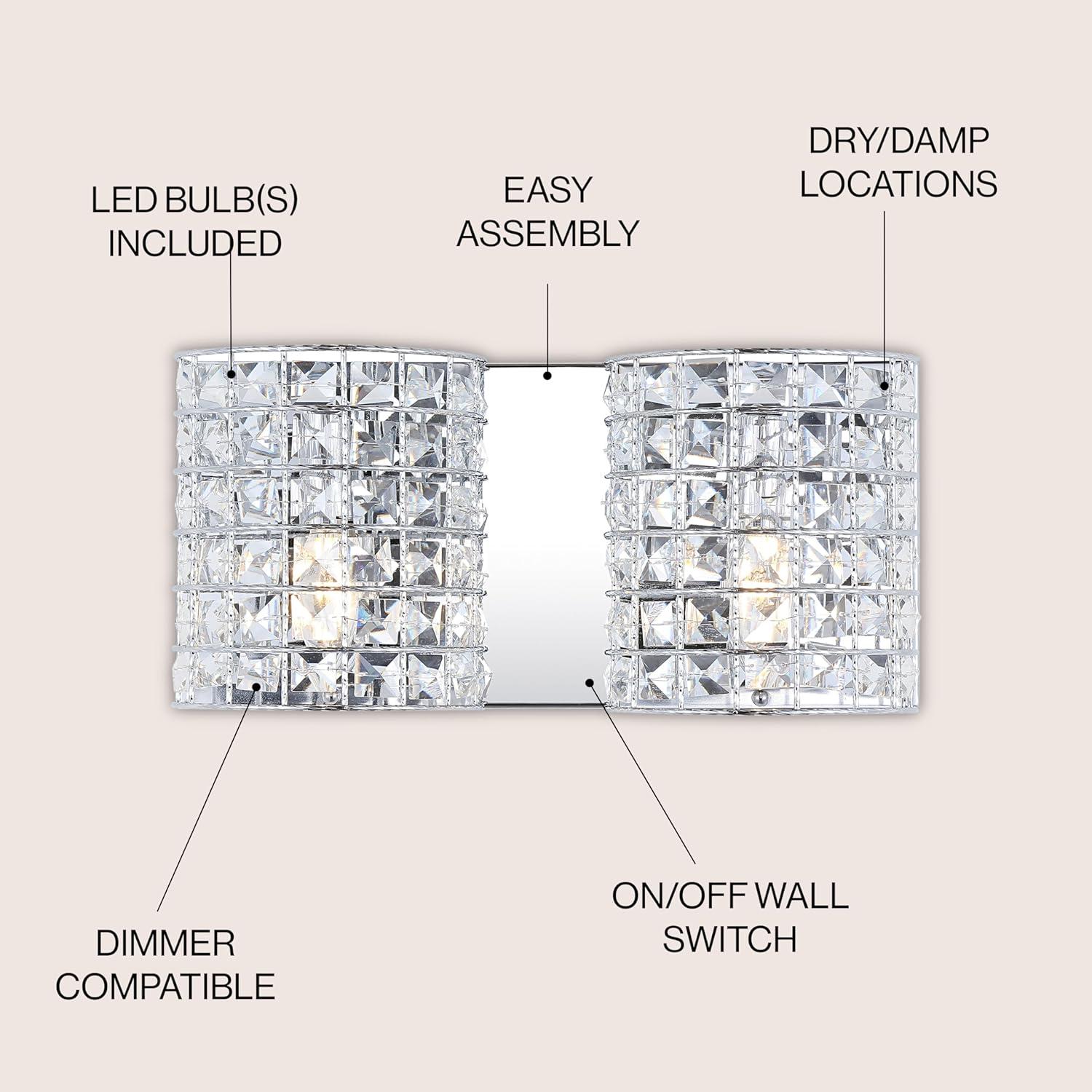 imageJONATHAN Y JYL7544A Clara Deco 24quot 3Light MetalCrystal Classic Glam LED Vanity Light Classic Glam Modern Transitional 2700K LED 4W Bathroom Hallway Living Room Bedroom Mirror CabinetChrome