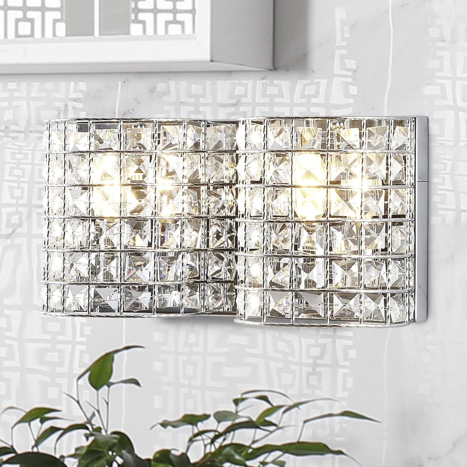 imageJONATHAN Y JYL7544A Clara Deco 24quot 3Light MetalCrystal Classic Glam LED Vanity Light Classic Glam Modern Transitional 2700K LED 4W Bathroom Hallway Living Room Bedroom Mirror CabinetChrome