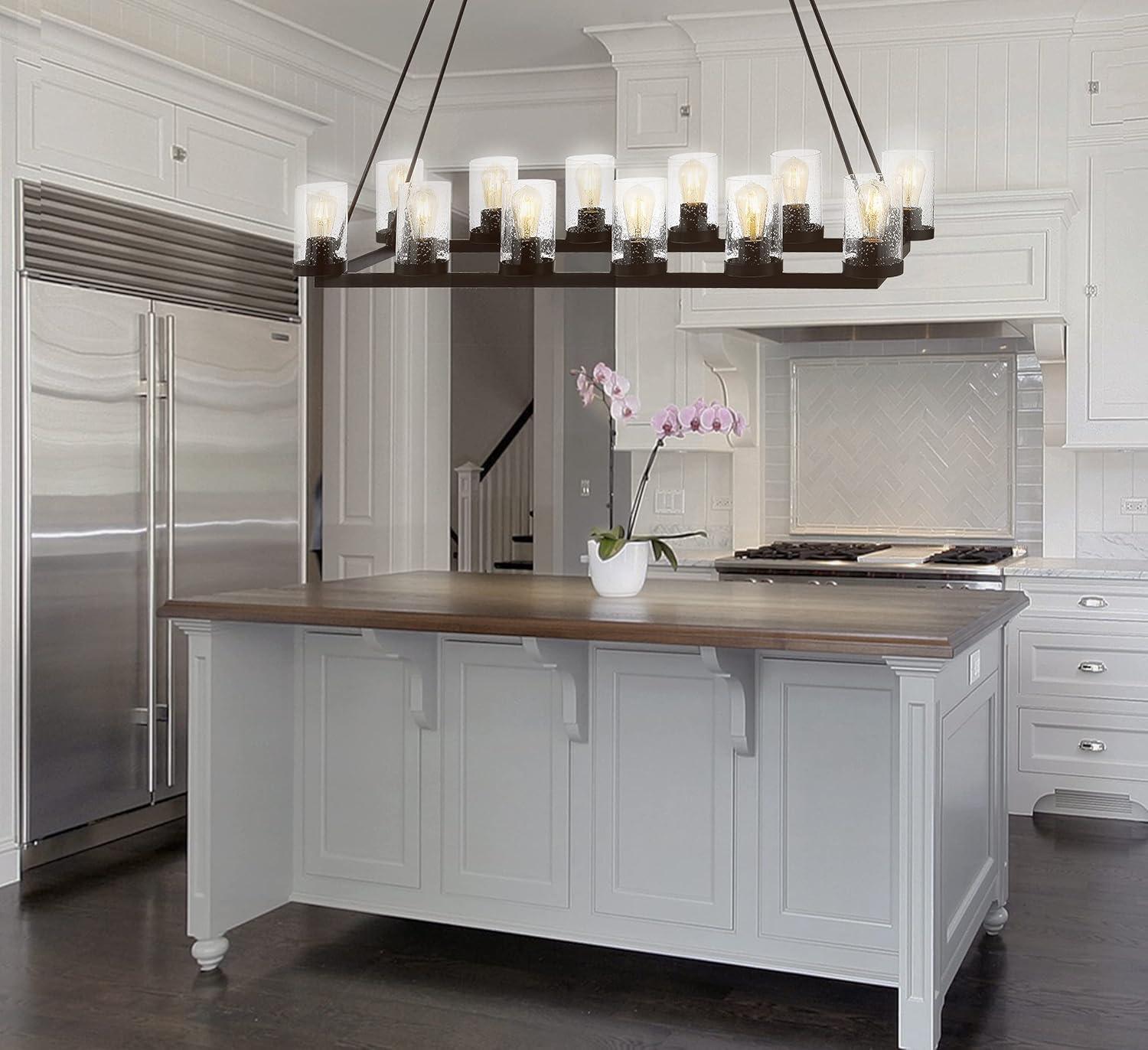 imageJONATHAN Y JYL7555A Athos 455quot 12Light Iron Rustic Farmhouse Linear LED Chandelier Pendant Bohemian Cottage Rustic Dining Room Living Room Kitchen Foyer Bedroom Hallway Oil Rubbed Bronze455 12Light