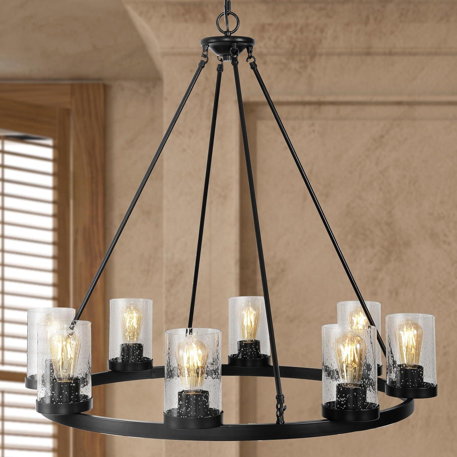 imageJONATHAN Y JYL7555A Athos 455quot 12Light Iron Rustic Farmhouse Linear LED Chandelier Pendant Bohemian Cottage Rustic Dining Room Living Room Kitchen Foyer Bedroom Hallway Oil Rubbed Bronze335 8Light