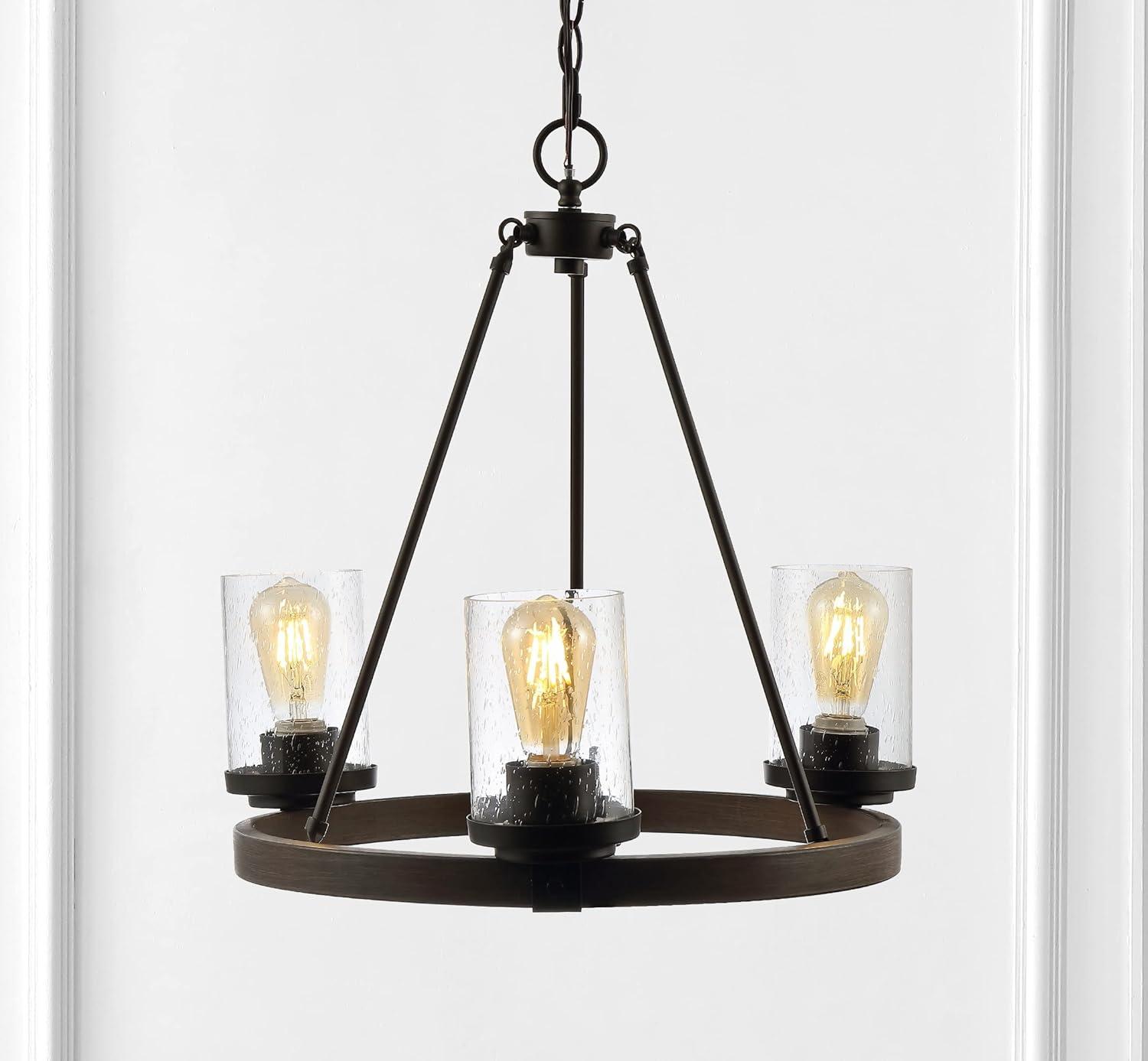 imageJONATHAN Y JYL7555A Athos 455quot 12Light Iron Rustic Farmhouse Linear LED Chandelier Pendant Bohemian Cottage Rustic Dining Room Living Room Kitchen Foyer Bedroom Hallway Oil Rubbed Bronze20 3Light