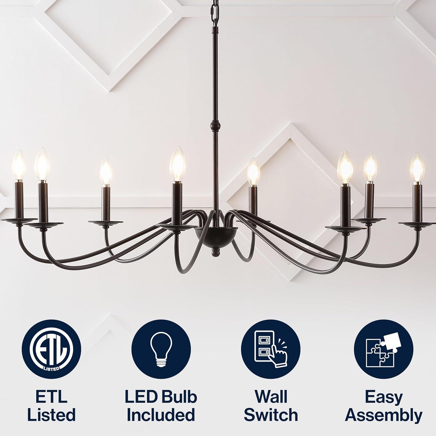 imageJONATHAN Y JYL7559A Wicklow 3475quot 6Light Bohemian Farmhouse Iron LED Chandelier Modern Contemporary Adjustable Dining Room Living Room Kitchen Island Foyer Bedroom Lobby Oil Rubbed BronzeOilRubbed Bronze