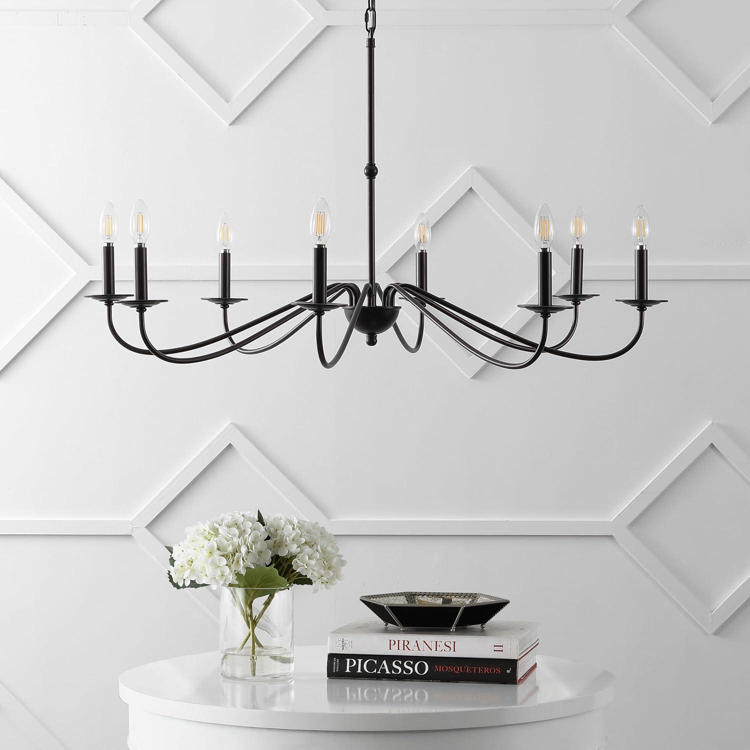 imageJONATHAN Y JYL7559A Wicklow 3475quot 6Light Bohemian Farmhouse Iron LED Chandelier Modern Contemporary Adjustable Dining Room Living Room Kitchen Island Foyer Bedroom Lobby Oil Rubbed BronzeOilRubbed Bronze