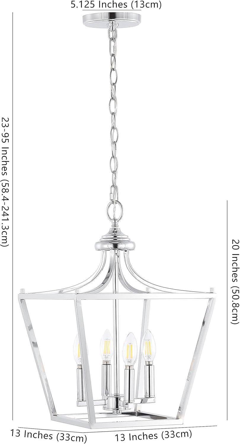 imageJONATHAN Y JYL7560B Camden 10quot 3Light Iron Classic Midcentury Pendant Lantern Rustic Transitional Dining Room Living Room Kitchen Foyer Bedroom Hallway ChromeChrome