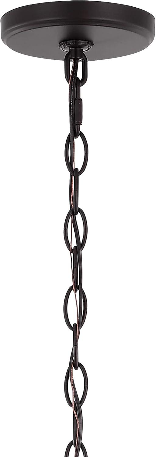 imageJONATHAN Y JYL7560B Camden 10quot 3Light Iron Classic Midcentury Pendant Lantern Rustic Transitional Dining Room Living Room Kitchen Foyer Bedroom Hallway ChromeOilRubbed Bronze