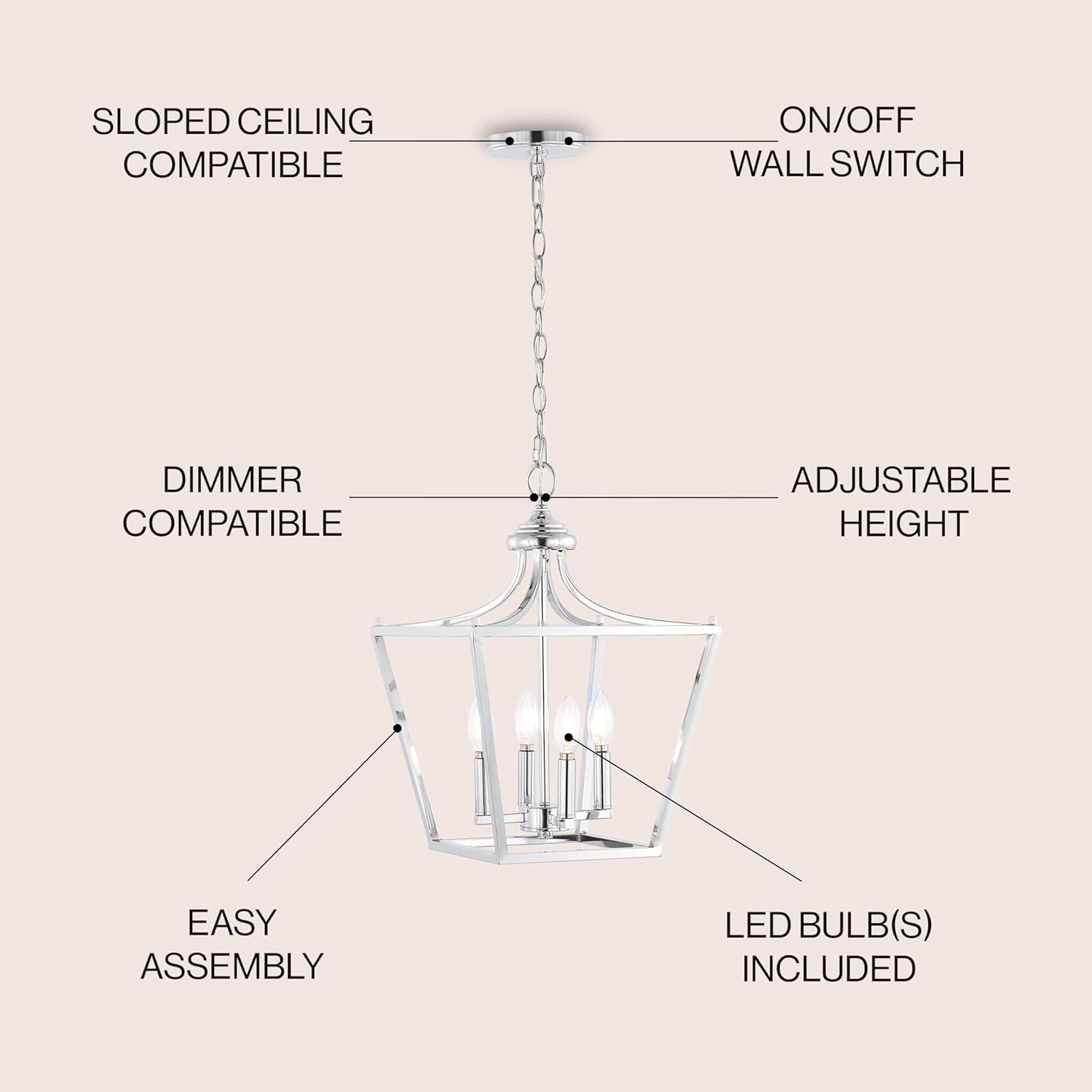 imageJONATHAN Y JYL7560B Camden 10quot 3Light Iron Classic Midcentury Pendant Lantern Rustic Transitional Dining Room Living Room Kitchen Foyer Bedroom Hallway ChromeChrome