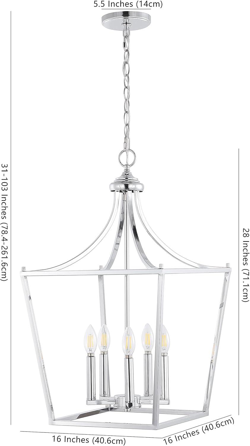 imageJONATHAN Y JYL7560B Camden 10quot 3Light Iron Classic Midcentury Pendant Lantern Rustic Transitional Dining Room Living Room Kitchen Foyer Bedroom Hallway ChromeChrome