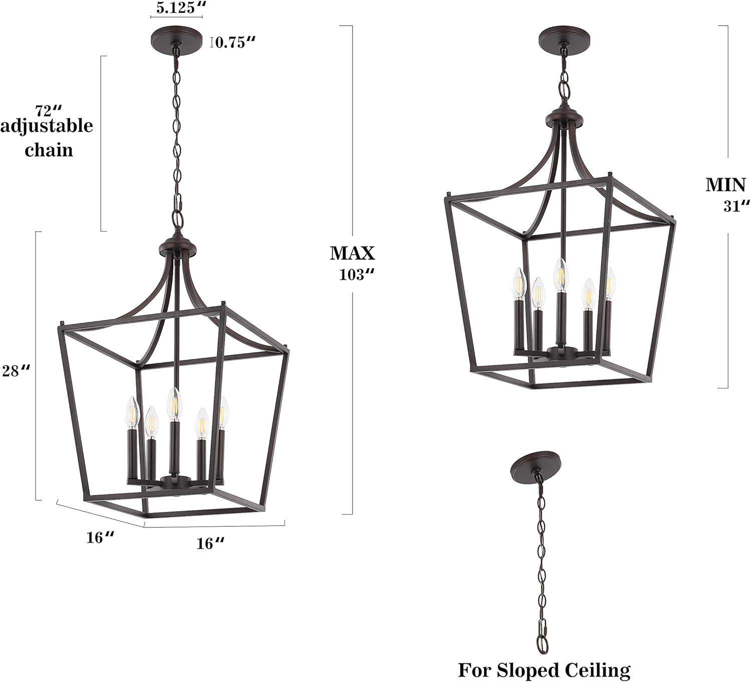 imageJONATHAN Y JYL7560B Camden 10quot 3Light Iron Classic Midcentury Pendant Lantern Rustic Transitional Dining Room Living Room Kitchen Foyer Bedroom Hallway ChromeOilRubbed Bronze