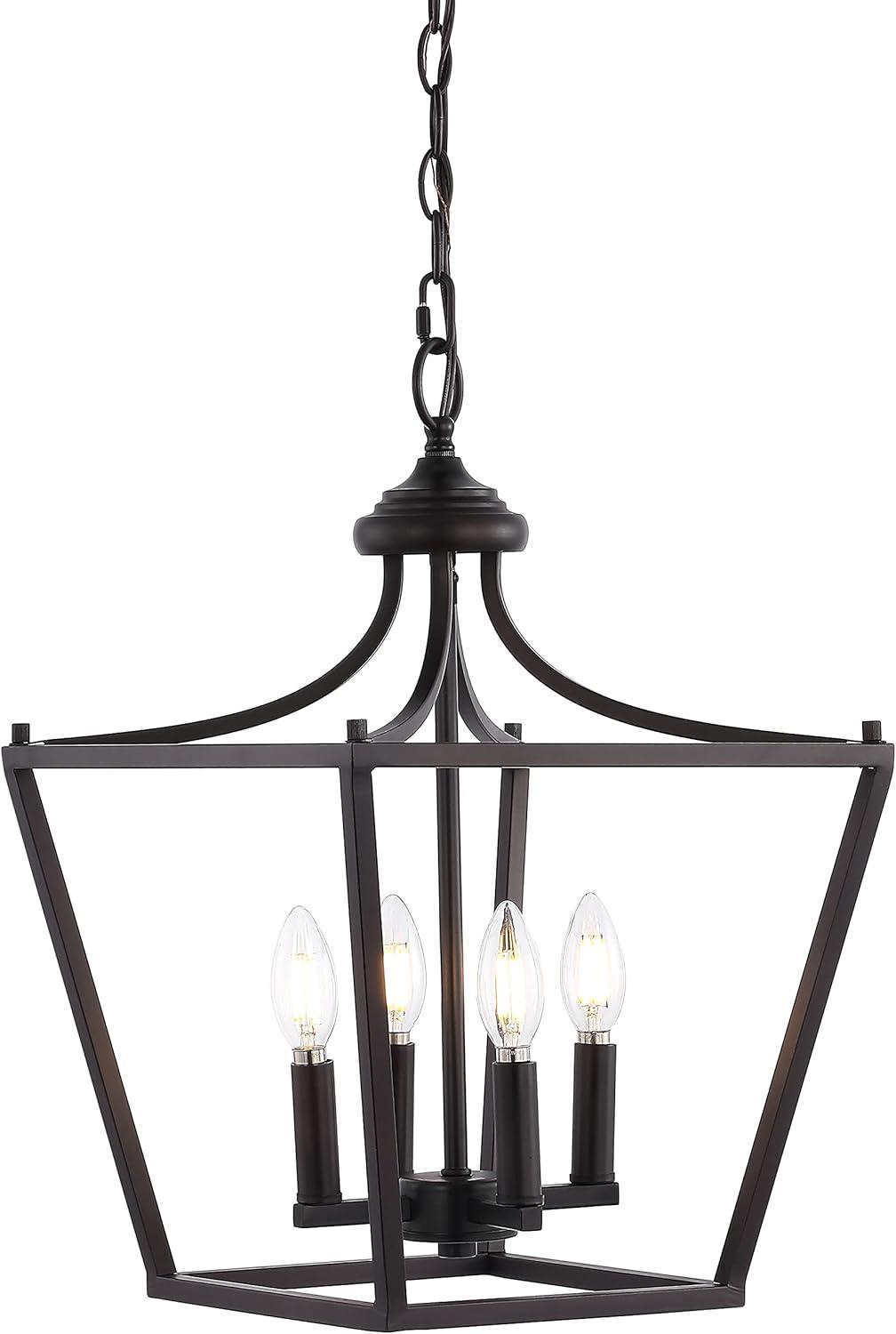 imageJONATHAN Y JYL7560B Camden 10quot 3Light Iron Classic Midcentury Pendant Lantern Rustic Transitional Dining Room Living Room Kitchen Foyer Bedroom Hallway ChromeOilRubbed Bronze