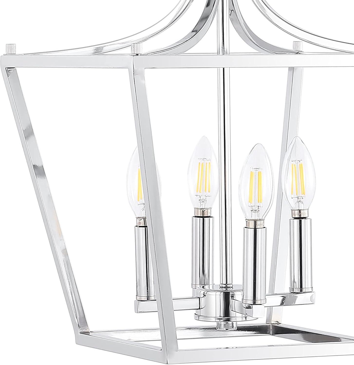 imageJONATHAN Y JYL7560B Camden 10quot 3Light Iron Classic Midcentury Pendant Lantern Rustic Transitional Dining Room Living Room Kitchen Foyer Bedroom Hallway ChromeChrome