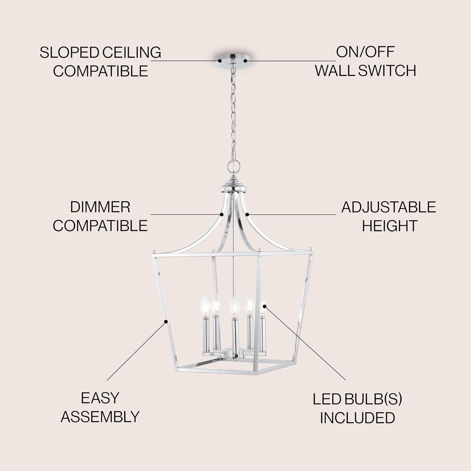 imageJONATHAN Y JYL7560B Camden 10quot 3Light Iron Classic Midcentury Pendant Lantern Rustic Transitional Dining Room Living Room Kitchen Foyer Bedroom Hallway ChromeChrome