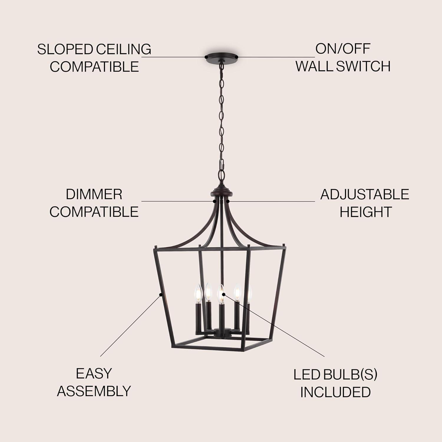 imageJONATHAN Y JYL7560B Camden 10quot 3Light Iron Classic Midcentury Pendant Lantern Rustic Transitional Dining Room Living Room Kitchen Foyer Bedroom Hallway ChromeOilRubbed Bronze