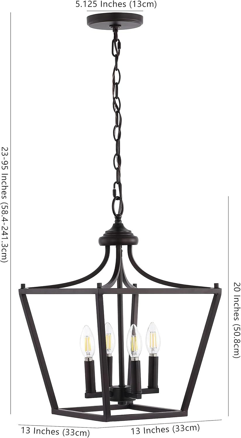 imageJONATHAN Y JYL7560B Camden 10quot 3Light Iron Classic Midcentury Pendant Lantern Rustic Transitional Dining Room Living Room Kitchen Foyer Bedroom Hallway ChromeOilRubbed Bronze