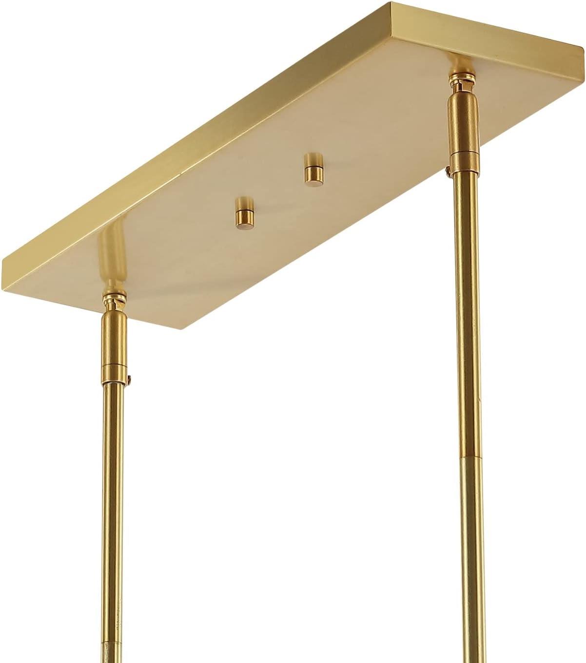 imageJONATHAN Y JYL7572A Luca Parisian 455quot 5Light Modern Glam Iron Globe Linear LED Pendant Transitional Farmhouse Adjustable Dining Room Living Room Kitchen Island Foyer Bedroom Brass GoldWhiteBrass Gold