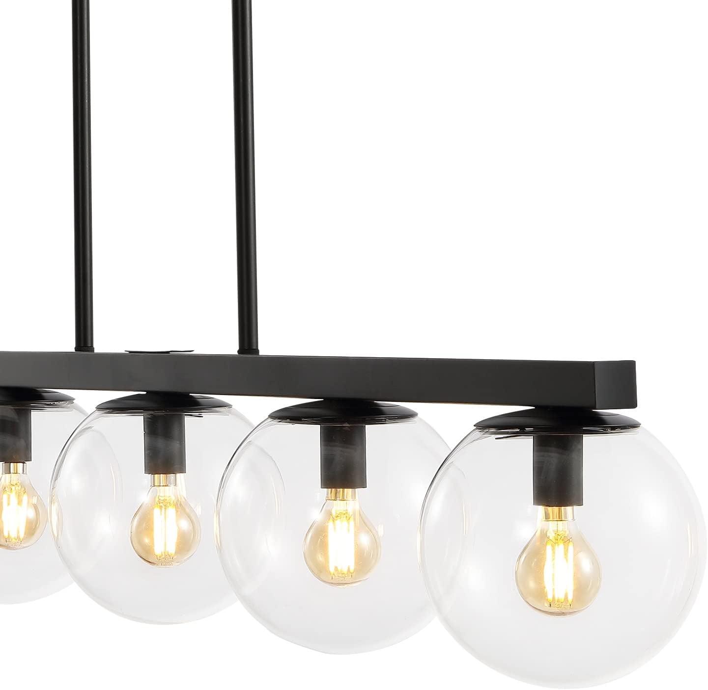 imageJONATHAN Y JYL7572A Luca Parisian 455quot 5Light Modern Glam Iron Globe Linear LED Pendant Transitional Farmhouse Adjustable Dining Room Living Room Kitchen Island Foyer Bedroom Brass GoldWhiteBlack