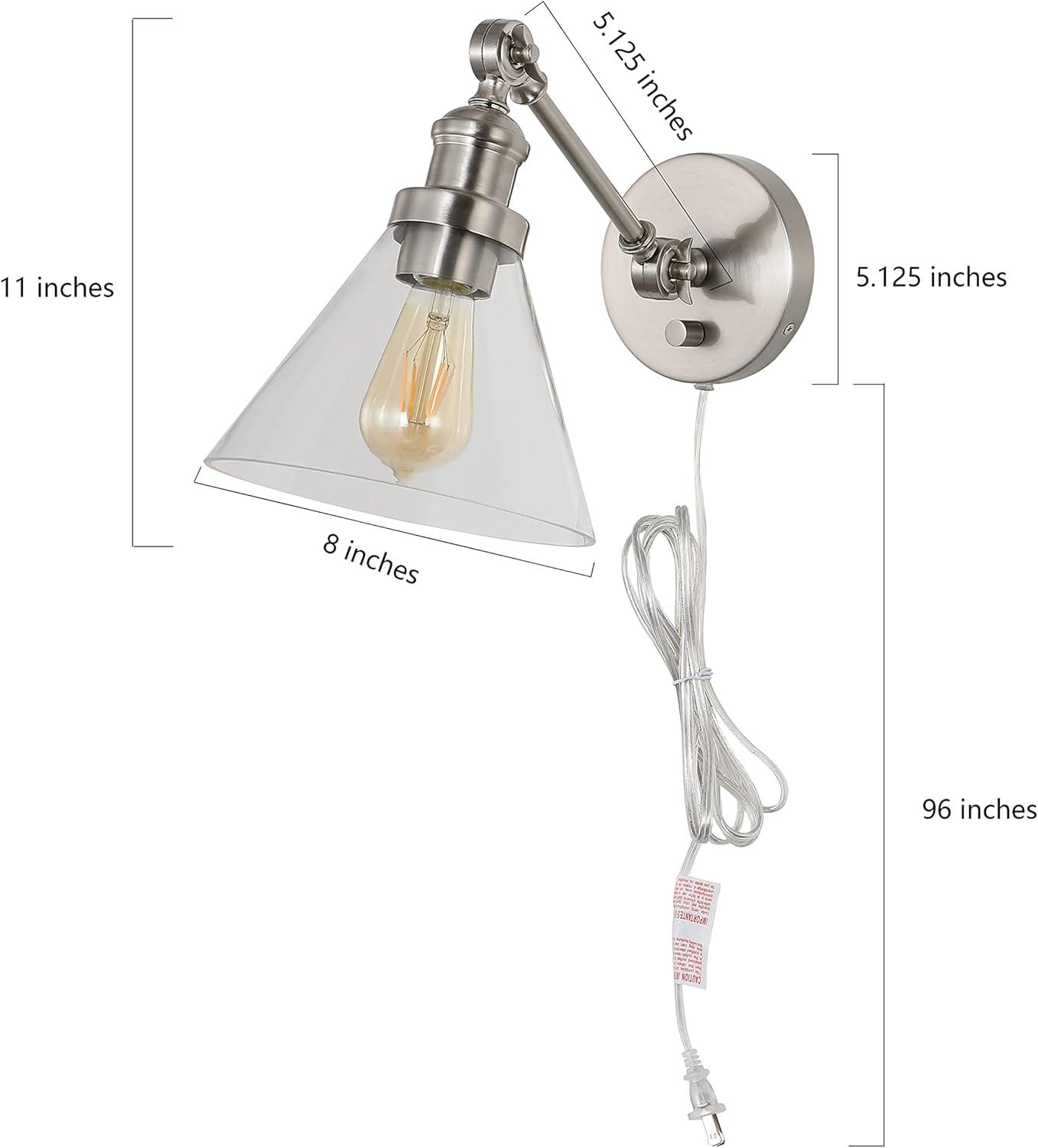 imageJONATHAN Y JYL7575ASET2 Cowie 8quot Classic Industrial IronGlass Adjustable LED Contemporary Wall Sconce for Entryway Lobby Kitchen Bathroom Bedroom Living Room Set of 2 2 Light Oil Rubbed BronzeNickel