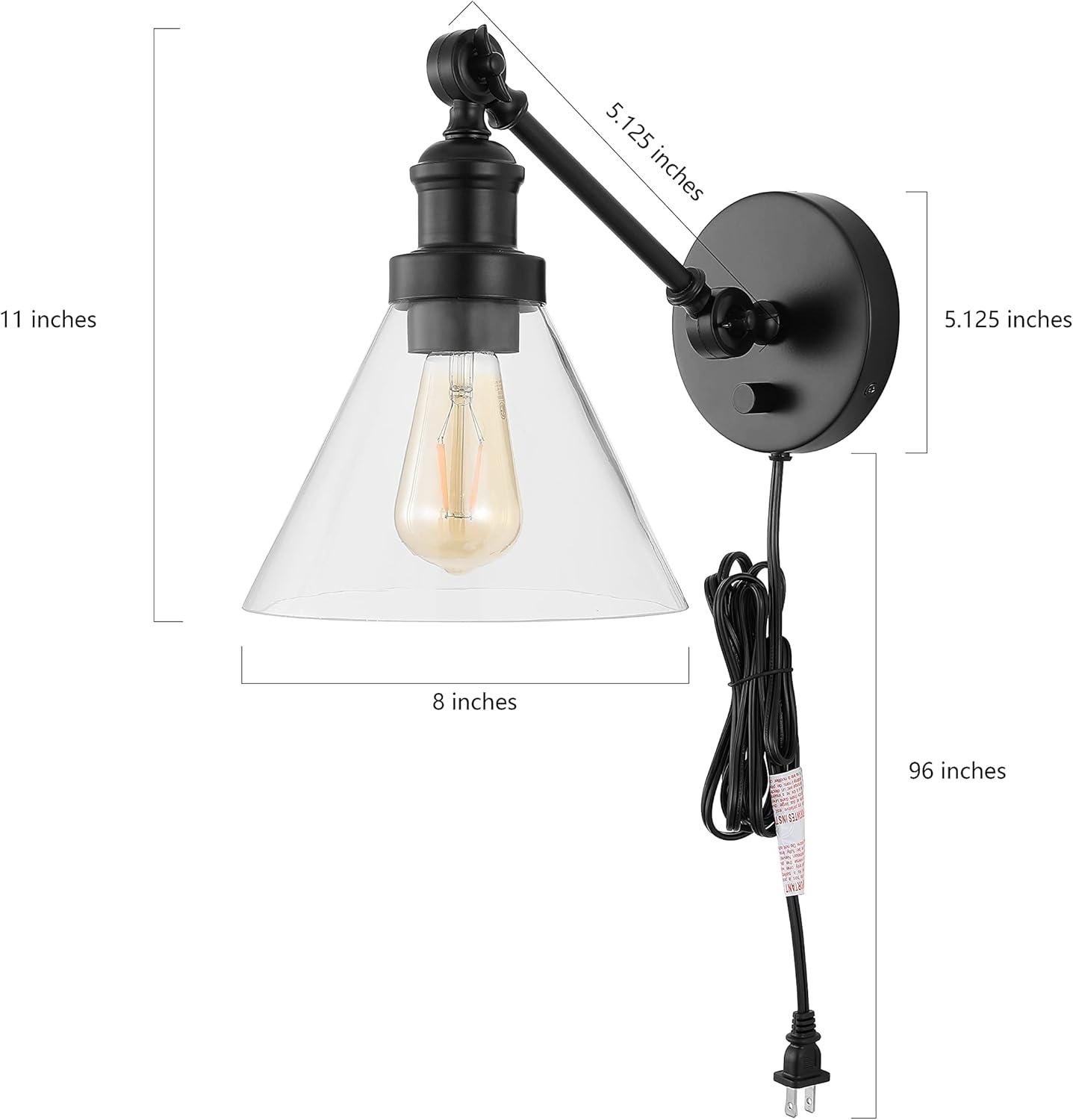 imageJONATHAN Y JYL7575ASET2 Cowie 8quot Classic Industrial IronGlass Adjustable LED Contemporary Wall Sconce for Entryway Lobby Kitchen Bathroom Bedroom Living Room Set of 2 2 Light Oil Rubbed BronzeOilRubbed Bronze