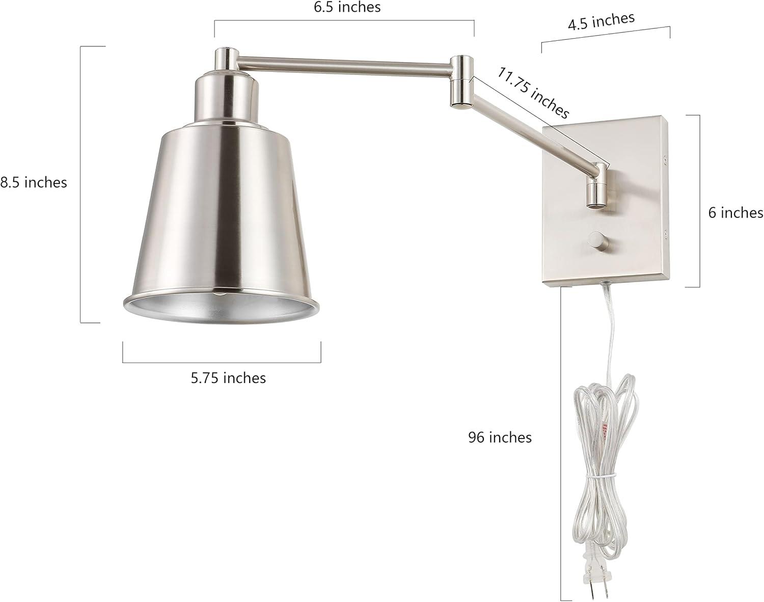 imageJONATHAN Y JYL7576A Cary 575quot Iron Contemporary Swing Arm LED Wall Sconce Modern Transitional 2700K 4W Bulb for Entryway Lobby Kitchen Bathroom Bedroom Living Room 1 Light Oil Rubbed BronzeNickel