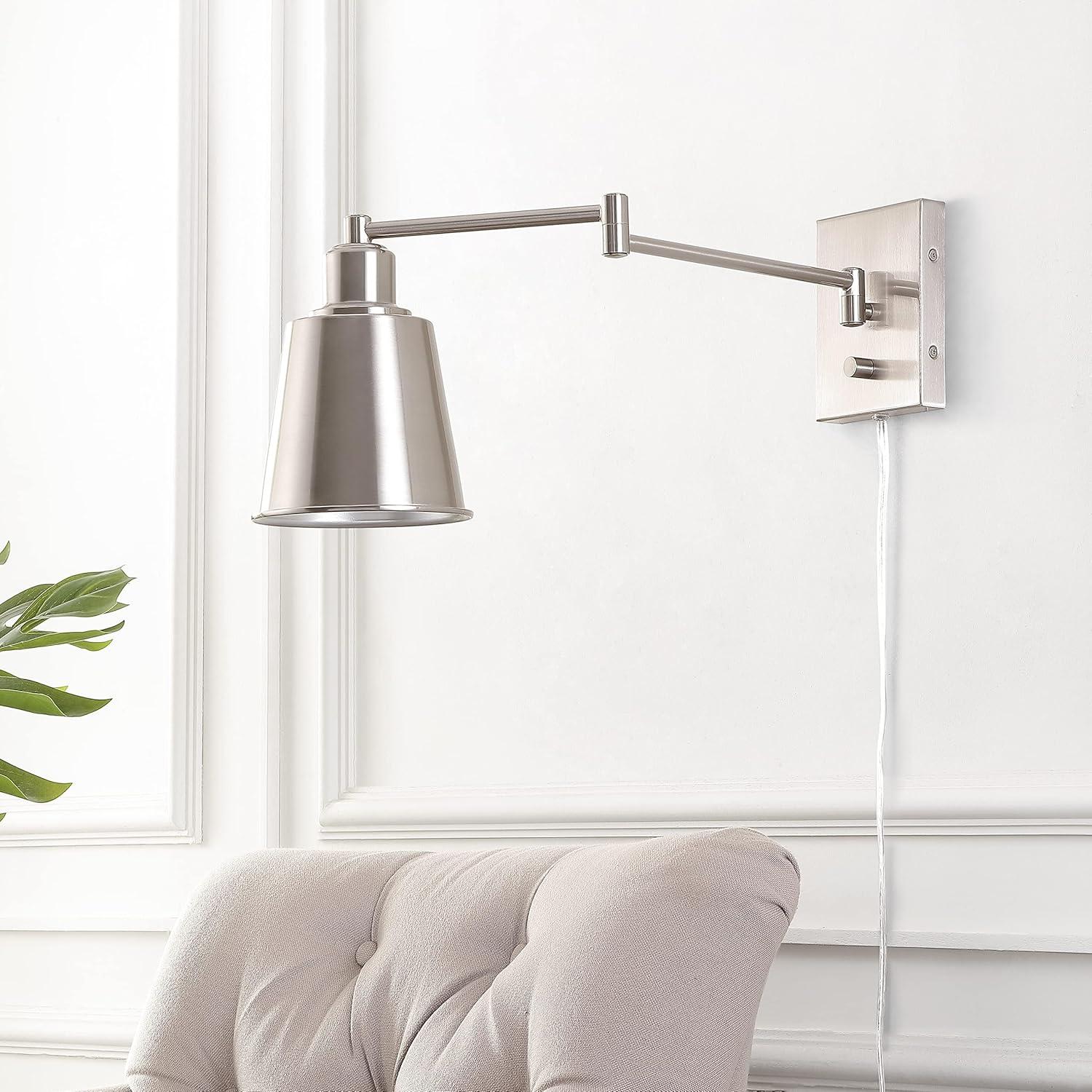 imageJONATHAN Y JYL7576A Cary 575quot Iron Contemporary Swing Arm LED Wall Sconce Modern Transitional 2700K 4W Bulb for Entryway Lobby Kitchen Bathroom Bedroom Living Room 1 Light Oil Rubbed BronzeNickel