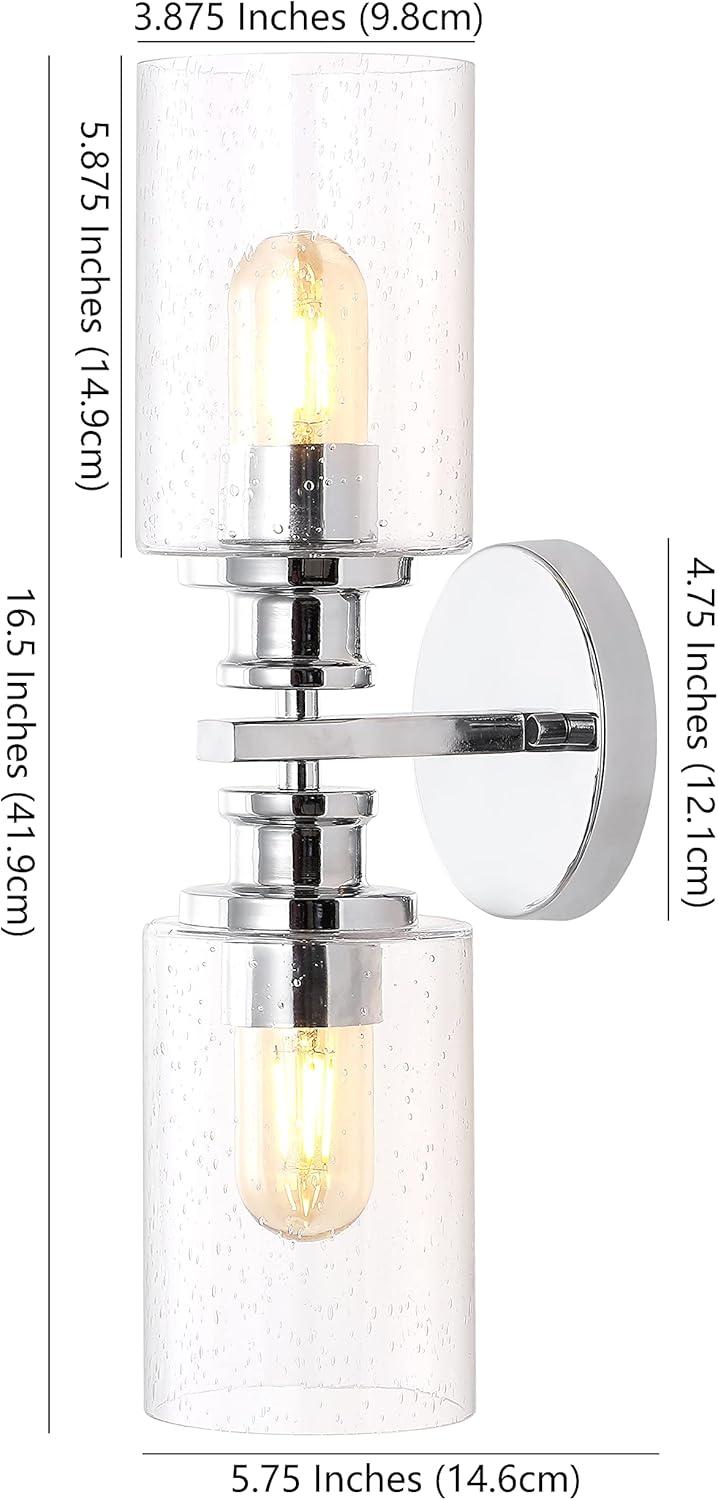 imageJONATHAN Y JYL7577C Jules Edison 165quot Cylinder 2Light IronSeeded Glass Farmhouse Contemporary LED Vanity Rustic Modern Bohemian 2700K 4W Bulbs for Kitchen Bathroom Bedroom Living Room NickelChrome