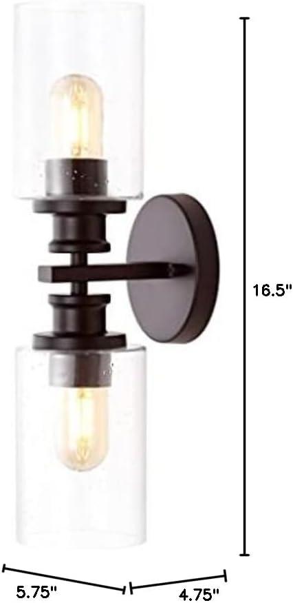 imageJONATHAN Y JYL7577C Jules Edison 165quot Cylinder 2Light IronSeeded Glass Farmhouse Contemporary LED Vanity Rustic Modern Bohemian 2700K 4W Bulbs for Kitchen Bathroom Bedroom Living Room NickelOilRubbed Bronze