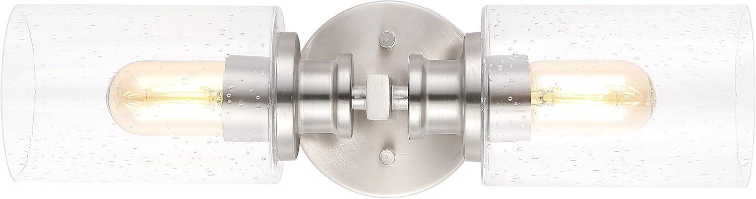 imageJONATHAN Y JYL7577C Jules Edison 165quot Cylinder 2Light IronSeeded Glass Farmhouse Contemporary LED Vanity Rustic Modern Bohemian 2700K 4W Bulbs for Kitchen Bathroom Bedroom Living Room NickelNickel