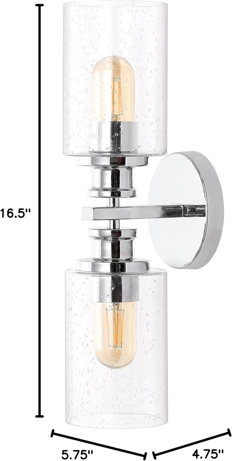 imageJONATHAN Y JYL7577C Jules Edison 165quot Cylinder 2Light IronSeeded Glass Farmhouse Contemporary LED Vanity Rustic Modern Bohemian 2700K 4W Bulbs for Kitchen Bathroom Bedroom Living Room NickelChrome
