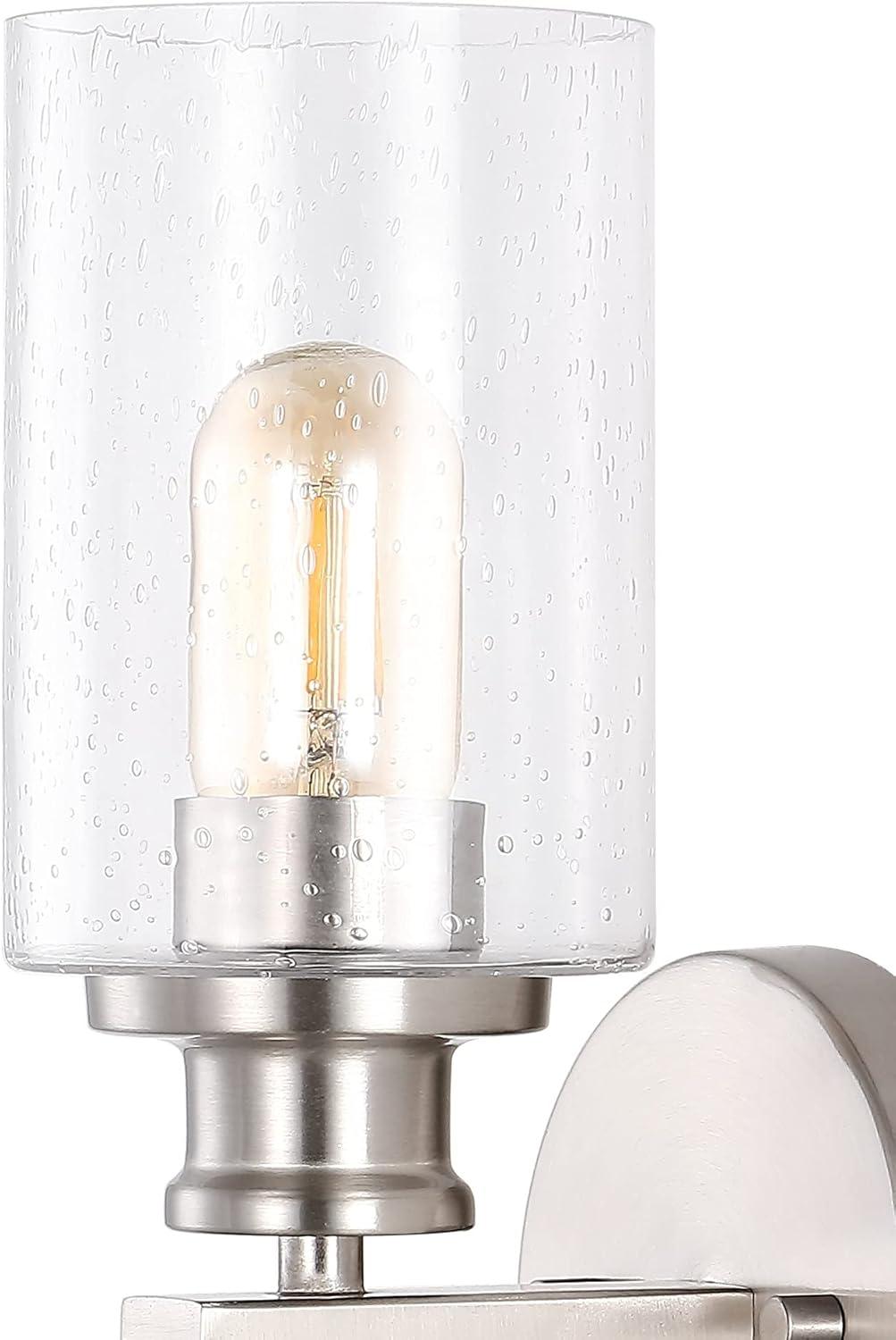 imageJONATHAN Y JYL7577C Jules Edison 165quot Cylinder 2Light IronSeeded Glass Farmhouse Contemporary LED Vanity Rustic Modern Bohemian 2700K 4W Bulbs for Kitchen Bathroom Bedroom Living Room NickelNickel