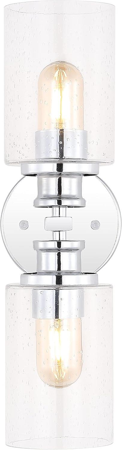 imageJONATHAN Y JYL7577C Jules Edison 165quot Cylinder 2Light IronSeeded Glass Farmhouse Contemporary LED Vanity Rustic Modern Bohemian 2700K 4W Bulbs for Kitchen Bathroom Bedroom Living Room NickelChrome
