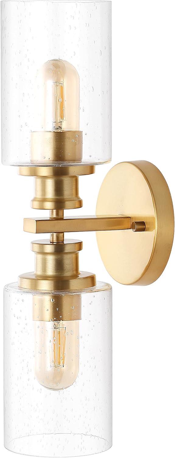 imageJONATHAN Y JYL7577C Jules Edison 165quot Cylinder 2Light IronSeeded Glass Farmhouse Contemporary LED Vanity Rustic Modern Bohemian 2700K 4W Bulbs for Kitchen Bathroom Bedroom Living Room NickelBrass Gold