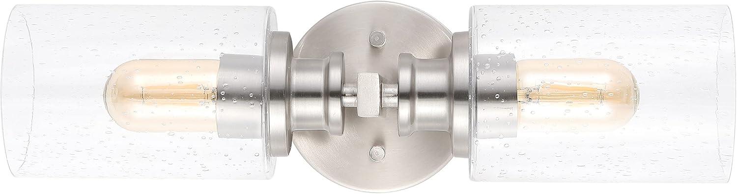 imageJONATHAN Y JYL7577C Jules Edison 165quot Cylinder 2Light IronSeeded Glass Farmhouse Contemporary LED Vanity Rustic Modern Bohemian 2700K 4W Bulbs for Kitchen Bathroom Bedroom Living Room NickelNickel