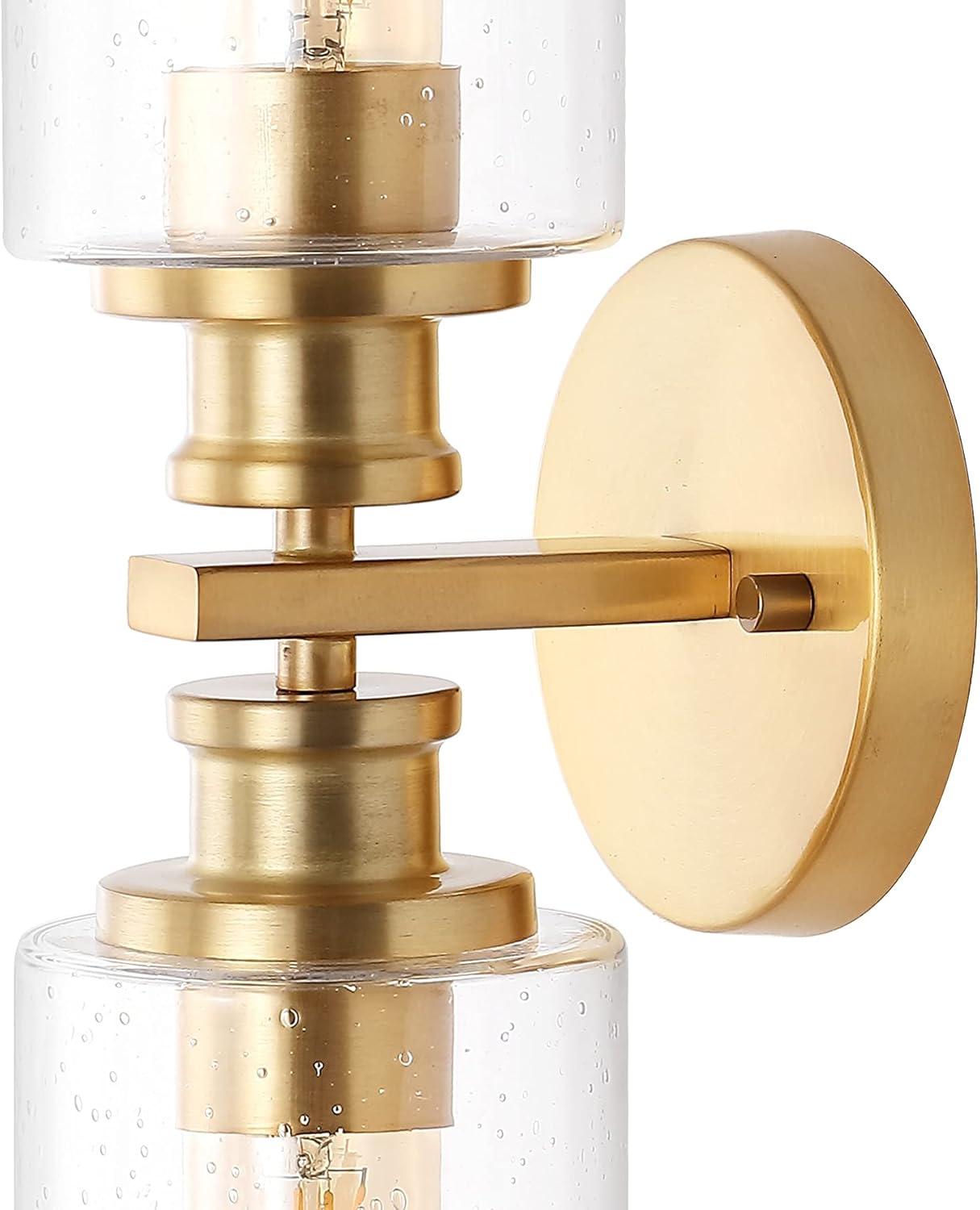 imageJONATHAN Y JYL7577C Jules Edison 165quot Cylinder 2Light IronSeeded Glass Farmhouse Contemporary LED Vanity Rustic Modern Bohemian 2700K 4W Bulbs for Kitchen Bathroom Bedroom Living Room NickelBrass Gold