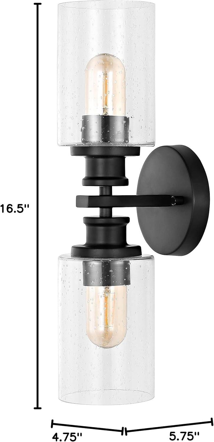 imageJONATHAN Y JYL7577C Jules Edison 165quot Cylinder 2Light IronSeeded Glass Farmhouse Contemporary LED Vanity Rustic Modern Bohemian 2700K 4W Bulbs for Kitchen Bathroom Bedroom Living Room NickelBlack