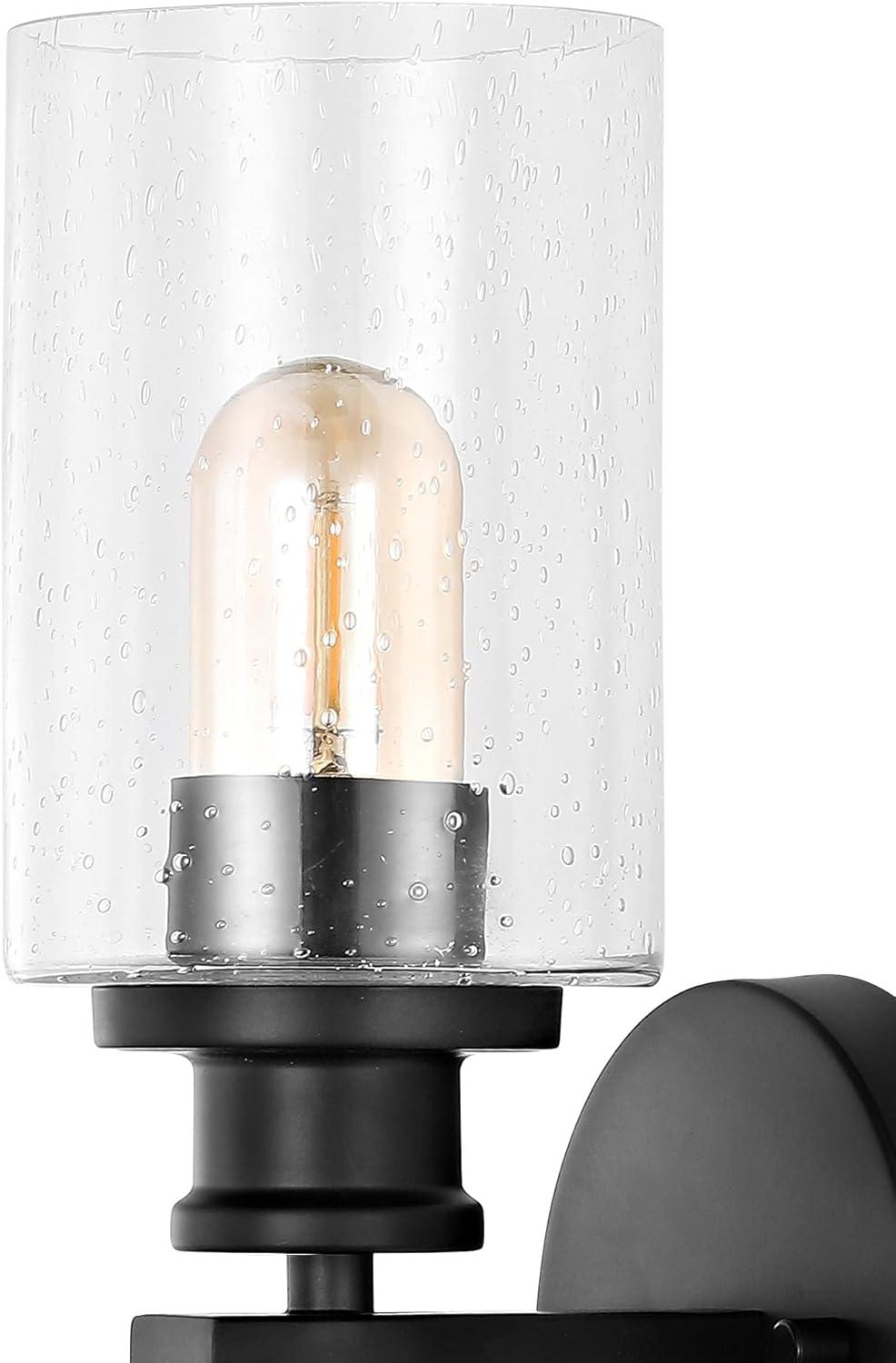 imageJONATHAN Y JYL7577C Jules Edison 165quot Cylinder 2Light IronSeeded Glass Farmhouse Contemporary LED Vanity Rustic Modern Bohemian 2700K 4W Bulbs for Kitchen Bathroom Bedroom Living Room NickelBlack