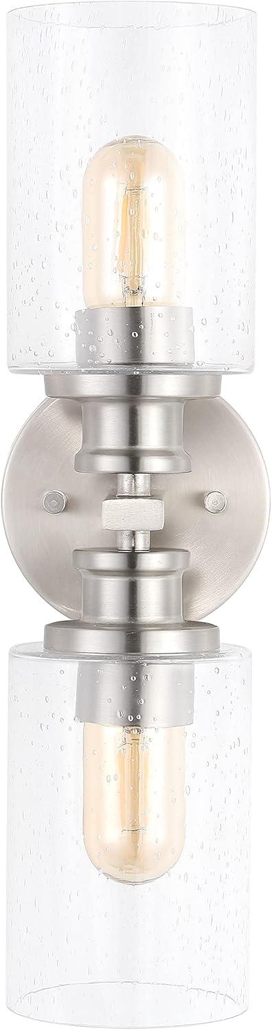 imageJONATHAN Y JYL7577C Jules Edison 165quot Cylinder 2Light IronSeeded Glass Farmhouse Contemporary LED Vanity Rustic Modern Bohemian 2700K 4W Bulbs for Kitchen Bathroom Bedroom Living Room NickelNickel