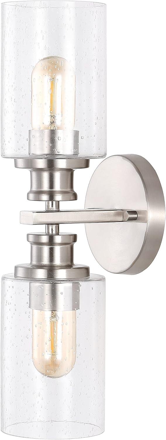imageJONATHAN Y JYL7577C Jules Edison 165quot Cylinder 2Light IronSeeded Glass Farmhouse Contemporary LED Vanity Rustic Modern Bohemian 2700K 4W Bulbs for Kitchen Bathroom Bedroom Living Room NickelNickel