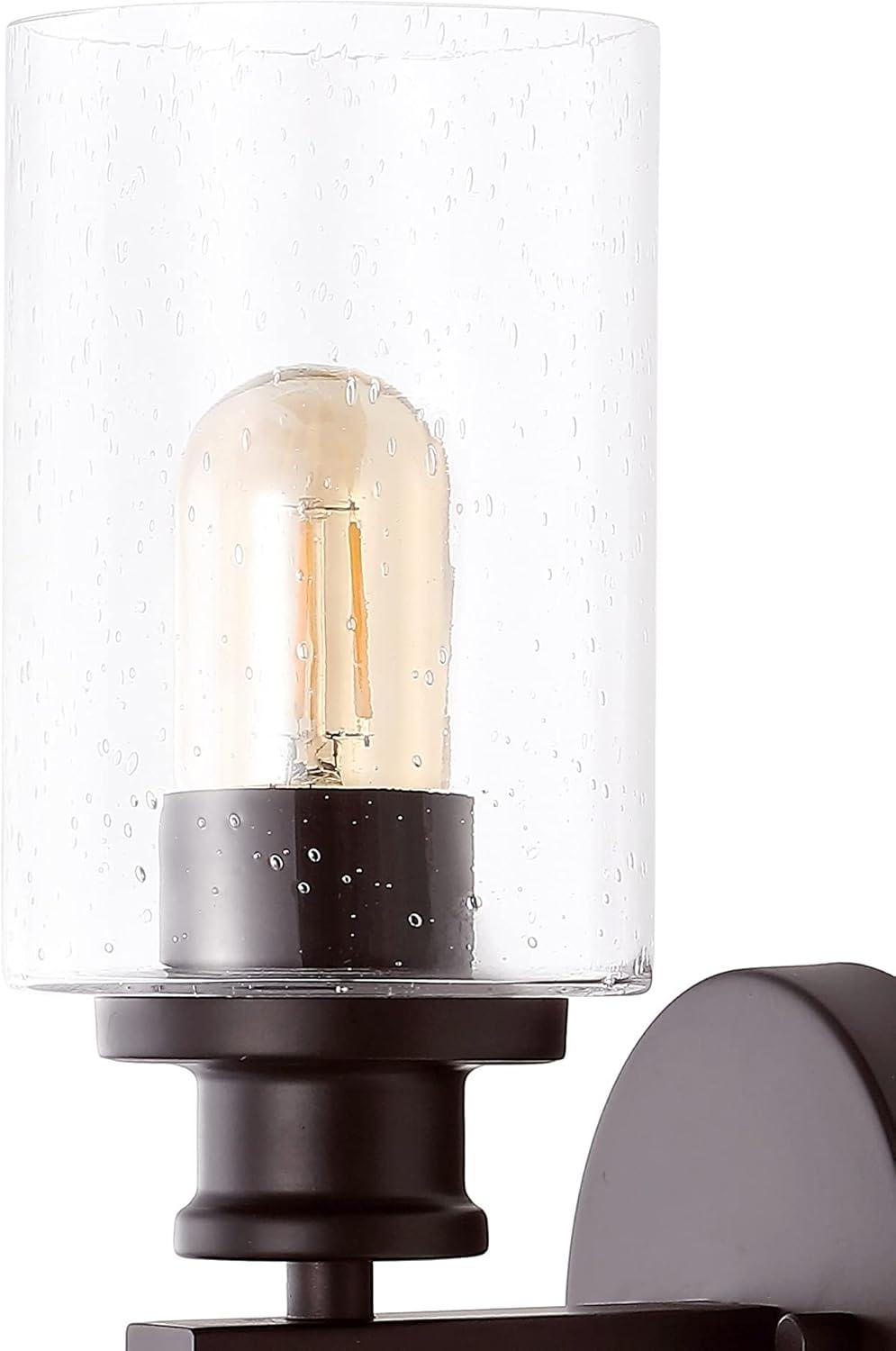 imageJONATHAN Y JYL7577C Jules Edison 165quot Cylinder 2Light IronSeeded Glass Farmhouse Contemporary LED Vanity Rustic Modern Bohemian 2700K 4W Bulbs for Kitchen Bathroom Bedroom Living Room NickelOilRubbed Bronze