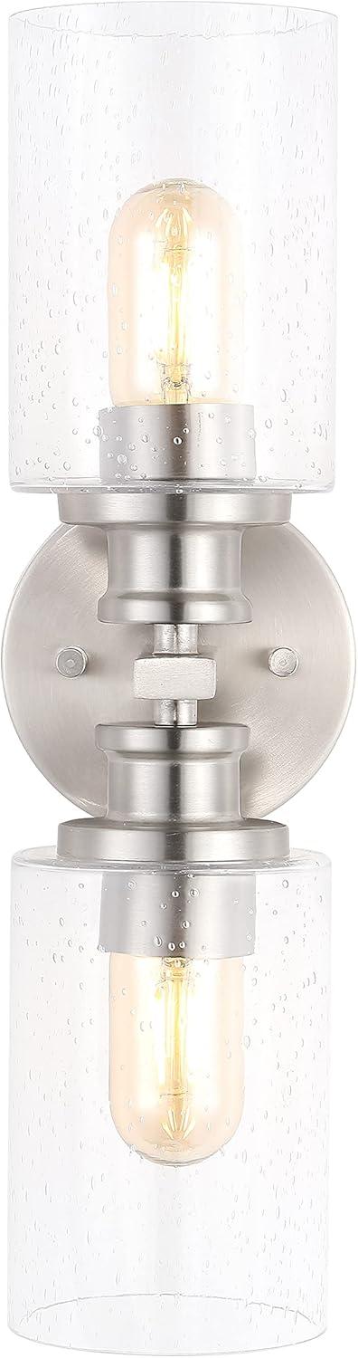 imageJONATHAN Y JYL7577C Jules Edison 165quot Cylinder 2Light IronSeeded Glass Farmhouse Contemporary LED Vanity Rustic Modern Bohemian 2700K 4W Bulbs for Kitchen Bathroom Bedroom Living Room NickelNickel