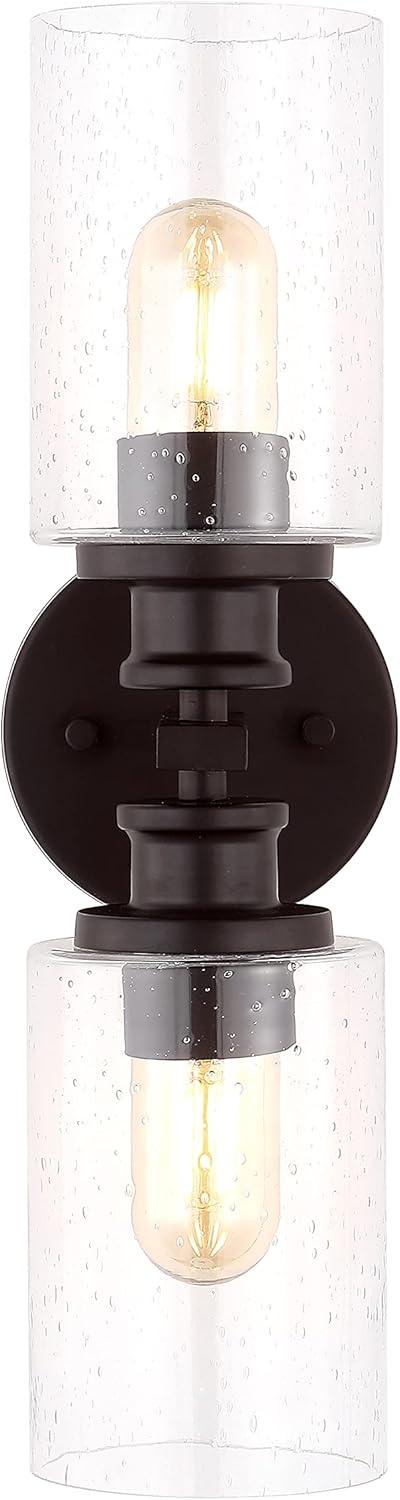 imageJONATHAN Y JYL7577C Jules Edison 165quot Cylinder 2Light IronSeeded Glass Farmhouse Contemporary LED Vanity Rustic Modern Bohemian 2700K 4W Bulbs for Kitchen Bathroom Bedroom Living Room NickelOilRubbed Bronze