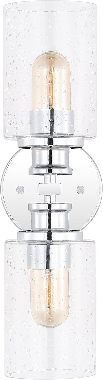 imageJONATHAN Y JYL7577C Jules Edison 165quot Cylinder 2Light IronSeeded Glass Farmhouse Contemporary LED Vanity Rustic Modern Bohemian 2700K 4W Bulbs for Kitchen Bathroom Bedroom Living Room NickelChrome