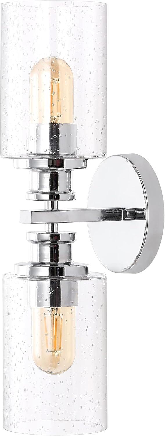 imageJONATHAN Y JYL7577C Jules Edison 165quot Cylinder 2Light IronSeeded Glass Farmhouse Contemporary LED Vanity Rustic Modern Bohemian 2700K 4W Bulbs for Kitchen Bathroom Bedroom Living Room NickelChrome