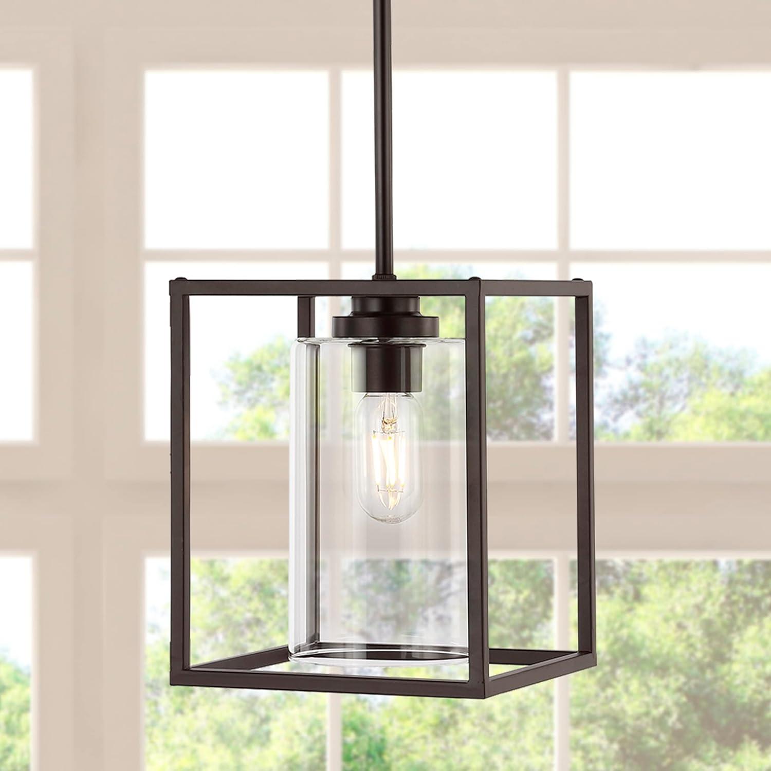 imageJONATHAN Y JYL7583A Quinn 813quot 1Light Industrial Farmhouse IronGlass LED Pendant Coastal Contemporary Adjustable Dining Room Living Room Kitchen Island Foyer Bedroom Hallway Oil Rubbed Bronze1Light