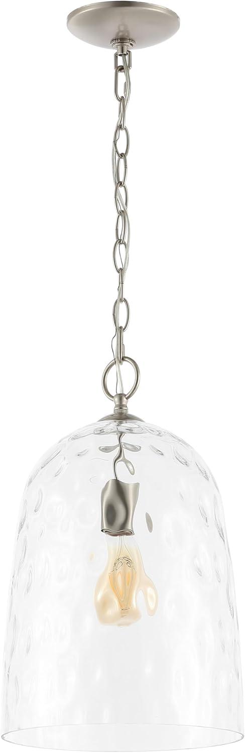 imageJONATHAN Y JYL7595A Matilda 10quot 1Light Industrial Designer IronDimple Glass Dome LED Pendant Contemporary Minimalist Eclectic Transitional Casual Living Room Dining Room Bedroom NickelClear